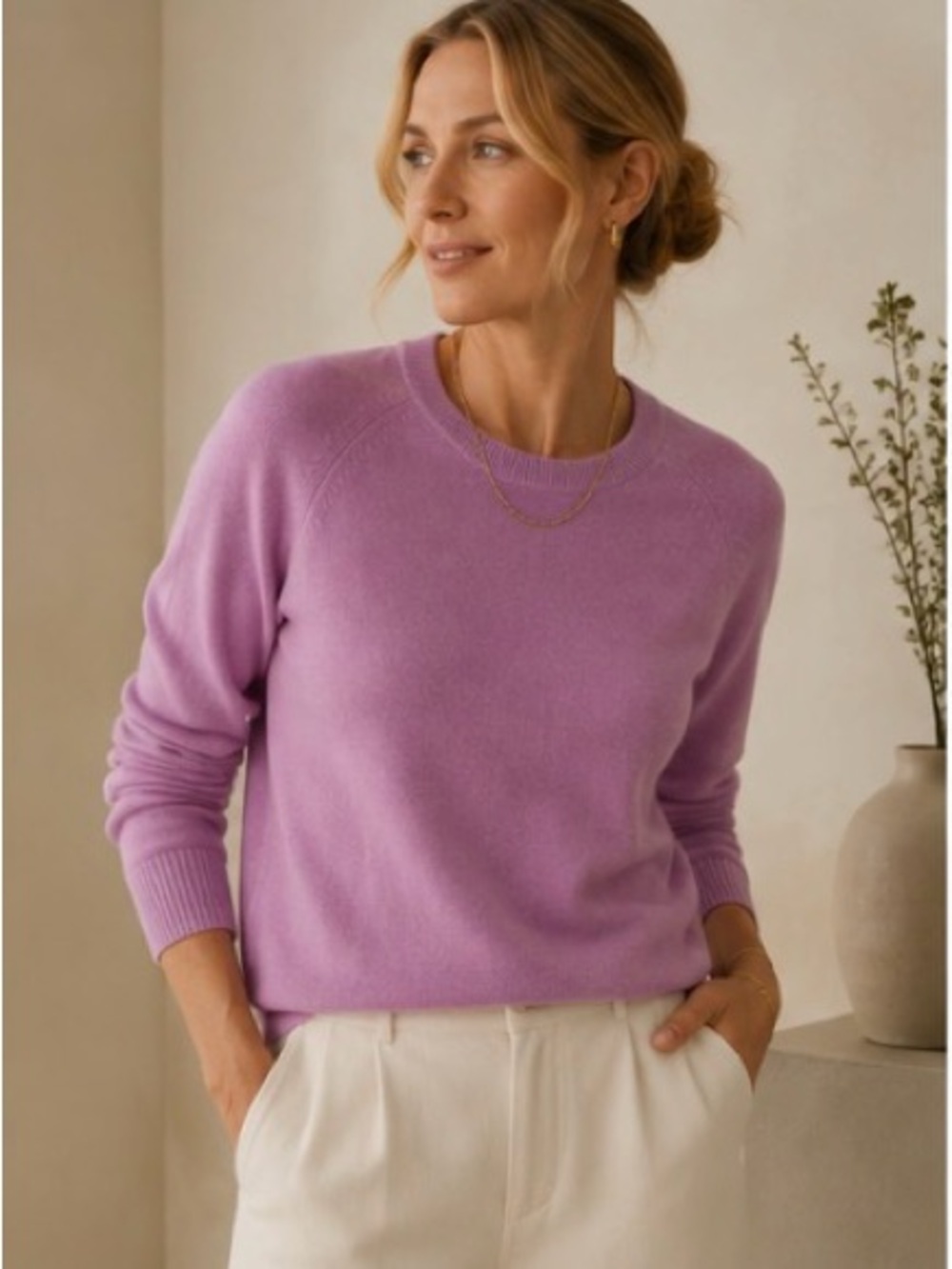 Everlane The Cashmere Crew Mauve Pink 100% Cashmere Sweater XXS
